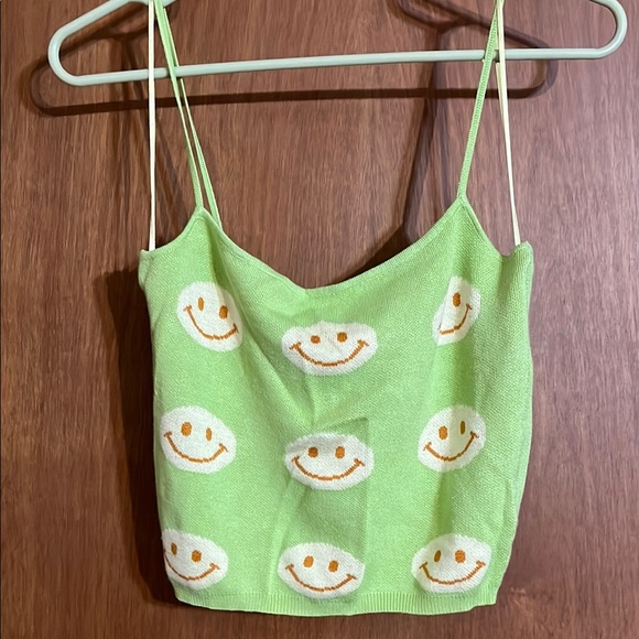 Urban Outfitters Tops - Green Smiley Face Knit Tank Top size small